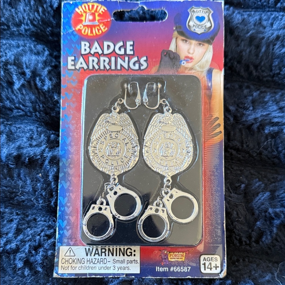 Police Badge Earrings with Handcuffs